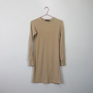 Polo Ralph Lauren Boating Khaki Waffle Knit Dress XS Beige Thermal Coastal 262